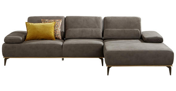 WOHNLANDSCHAFT Braun Flachgewebe - Beige/Braun, Design, Textil/Metall (298/178cm) - Valnatura