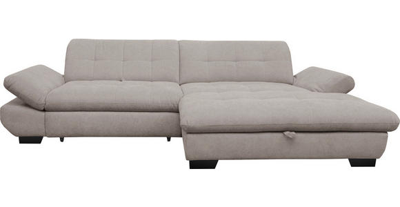 ECKSOFA in Mikrofaser Hellgrau  - Hellgrau/Schwarz, Design, Textil/Metall (290/198cm) - Xora