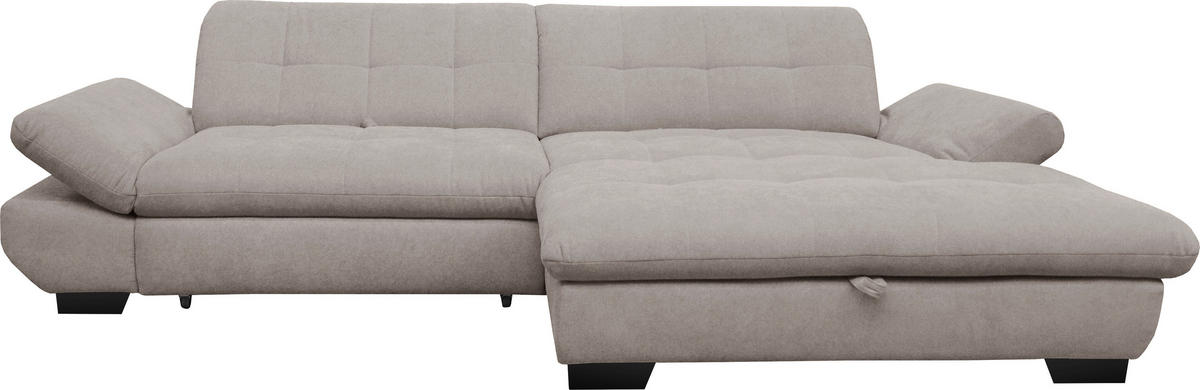 ECKSOFA in Mikrofaser Hellgrau  - Hellgrau/Schwarz, Design, Textil/Metall (290/198cm) - Xora