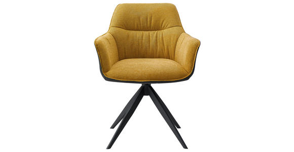 ARMLEHNSTUHL in Eisen Webstoff - Gelb/Anthrazit, Design, Textil/Metall (61.5/83.5/63cm) - Novel