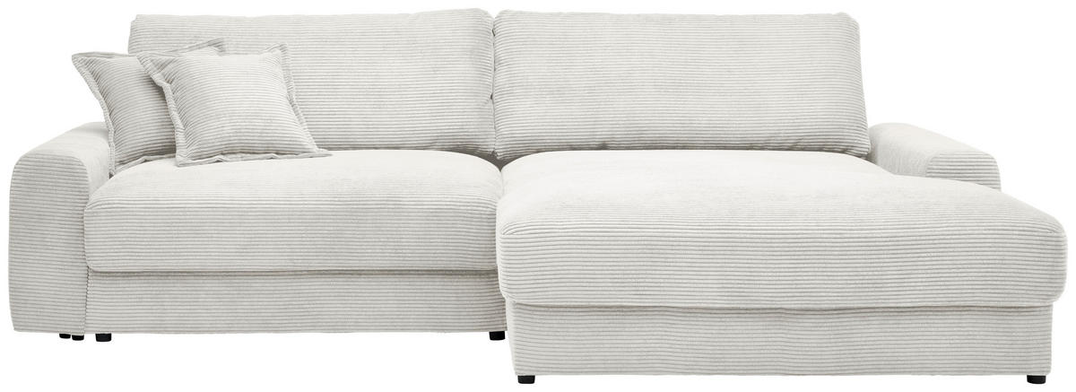 ECKSOFA in Cord Creme  - Creme/Schwarz, Modern, Kunststoff/Textil (300/180cm) - Carryhome