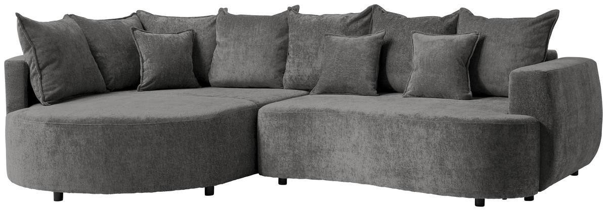 ECKSOFA in Chenille Grau  - Schwarz/Grau, Design, Kunststoff/Textil (194/307cm) - Carryhome