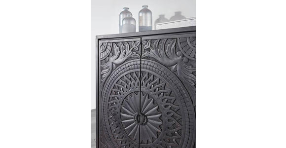 BARSCHRANK Mangoholz massiv Schwarz - Schwarz, Design, Holz/Metall (90/160/45cm) - Landscape