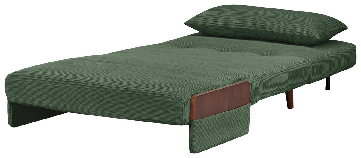 SCHLAFSESSEL Cord Grün    - Hellbraun/Grün, MODERN, Holz/Textil (107/82/91cm) - Livetastic