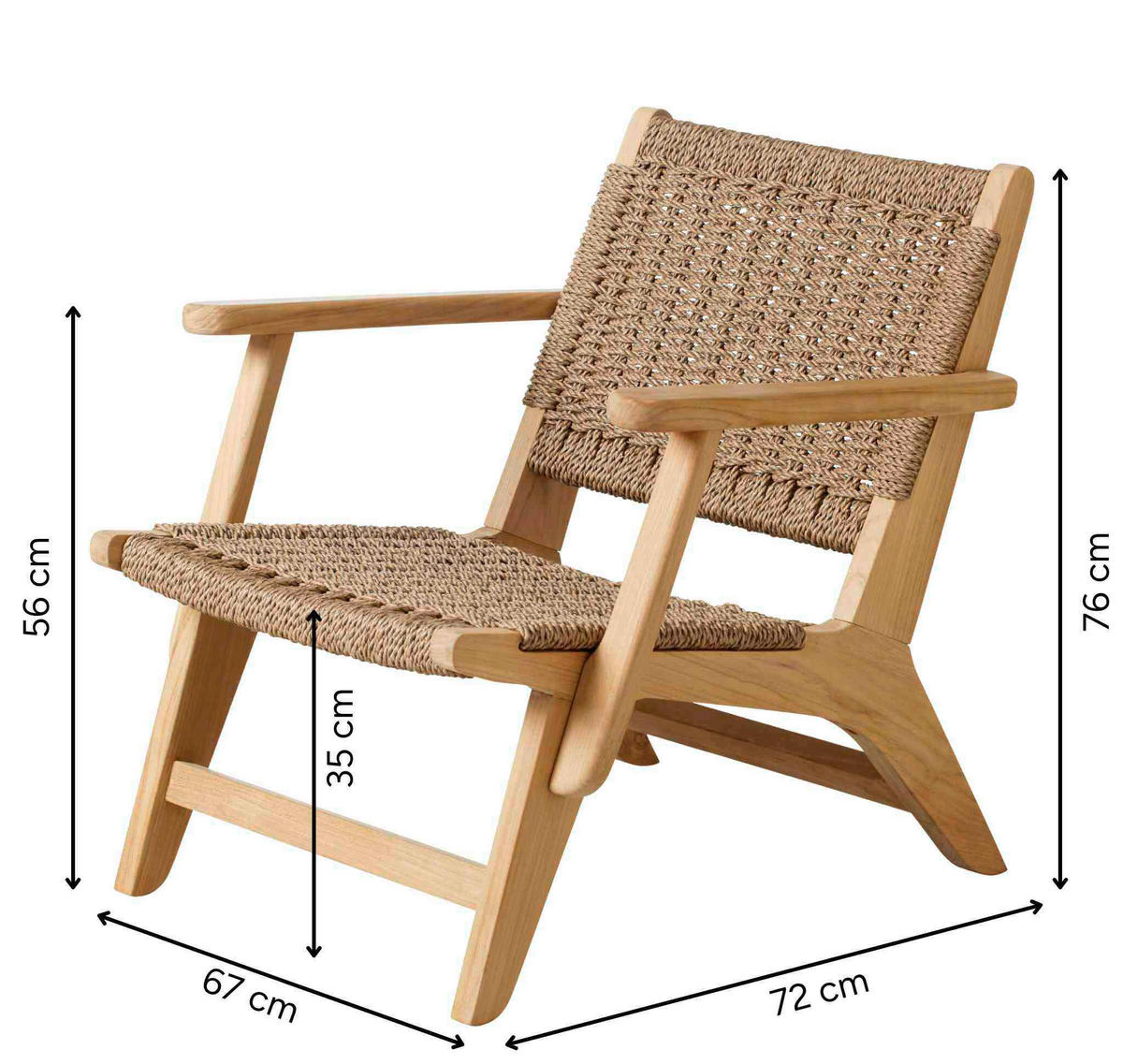 LOUNGESESSEL  - Braun/Teakfarben, Natur, Holz/Kunststoff (68/70/75cm) - Gardenson