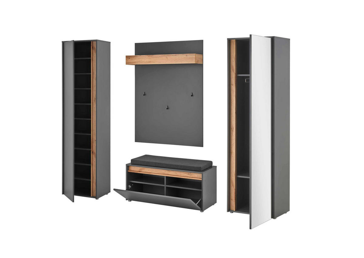 GARDEROBE 4-teilig  in 230/200/40 cm  - Anthrazit/Eiche Wotan, Design, Holzwerkstoff (230/200/40cm) - Modante