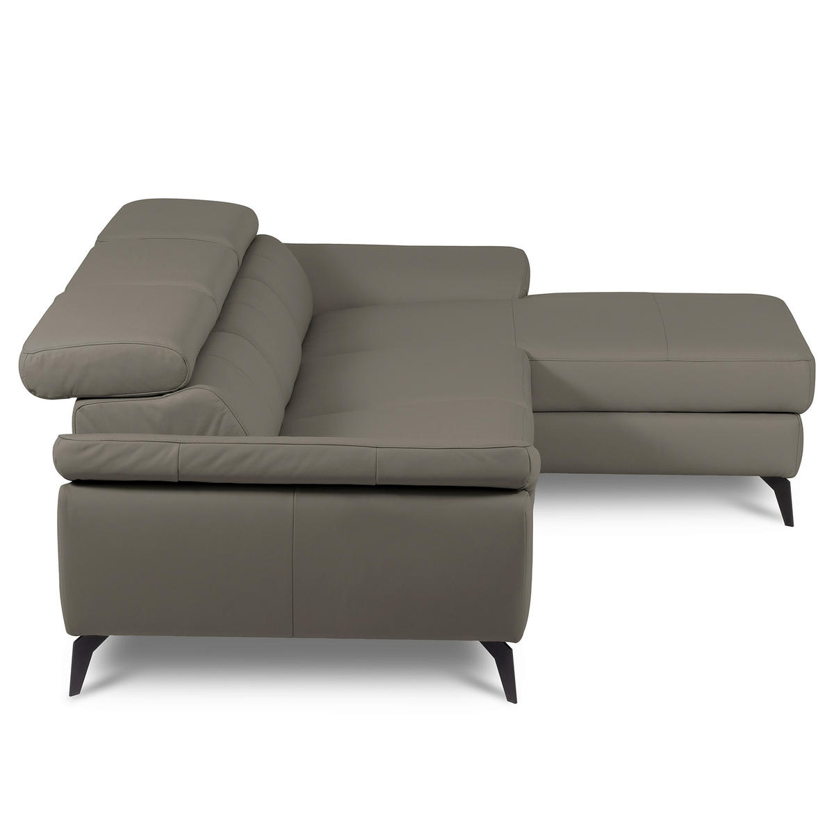 ECKSOFA SONO in Lederlook Echtleder Schlammfarben Armteilverstellung, Kopfteilverstellung  252/179 cm  - Schlammfarben/Schwarz, Design, Leder/Textil (252/179cm) - Livetastic