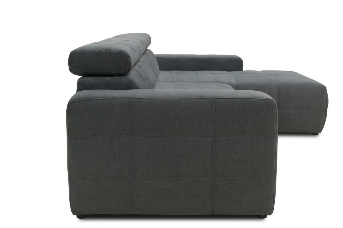 ECKSOFA Dunkelgrau Mikrofaser  - Dunkelgrau/Schwarz, Design, Kunststoff/Textil (285/175cm) - MID.YOU