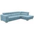 ECKSOFA  in Chenille Hellblau  301/207 cm  - Chromfarben/Hellblau, Design, Textil (301/207cm) - Xora