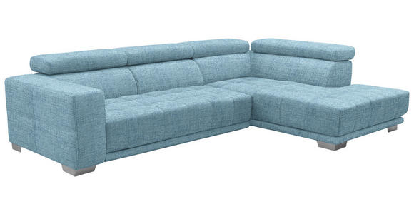 ECKSOFA  in Chenille Hellblau  301/207 cm  - Chromfarben/Hellblau, Design, Textil (301/207cm) - Xora