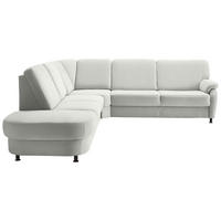 ECKSOFA Flachgewebe Silberfarben  - Silberfarben/Schwarz, Konventionell, Textil/Metall (287/269cm) - Beldomo System