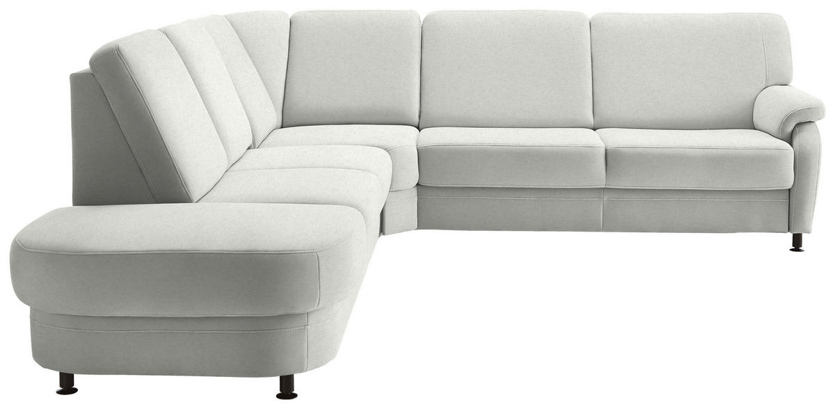 ECKSOFA Flachgewebe Silberfarben  - Silberfarben/Schwarz, Konventionell, Textil/Metall (287/269cm) - Beldomo System