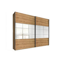 SCHWEBETÜRENSCHRANK  in Eiche Bianco  - Chromfarben/Eiche Bianco, KONVENTIONELL, Holzwerkstoff/Metall (250/236/67cm) - Voleo