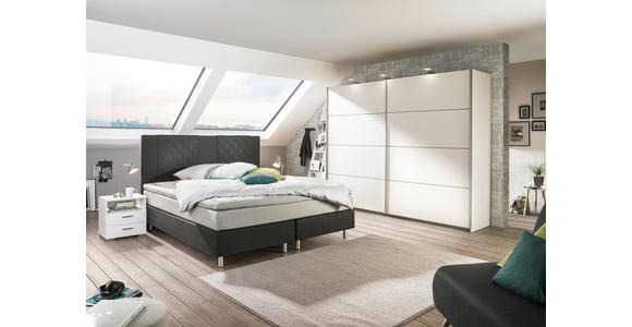 BOXSPRINGBETT 180/200 cm  in Anthrazit, Hellgrau  - Anthrazit/Hellgrau, Design, Holz/Textil (180/200cm) - Carryhome