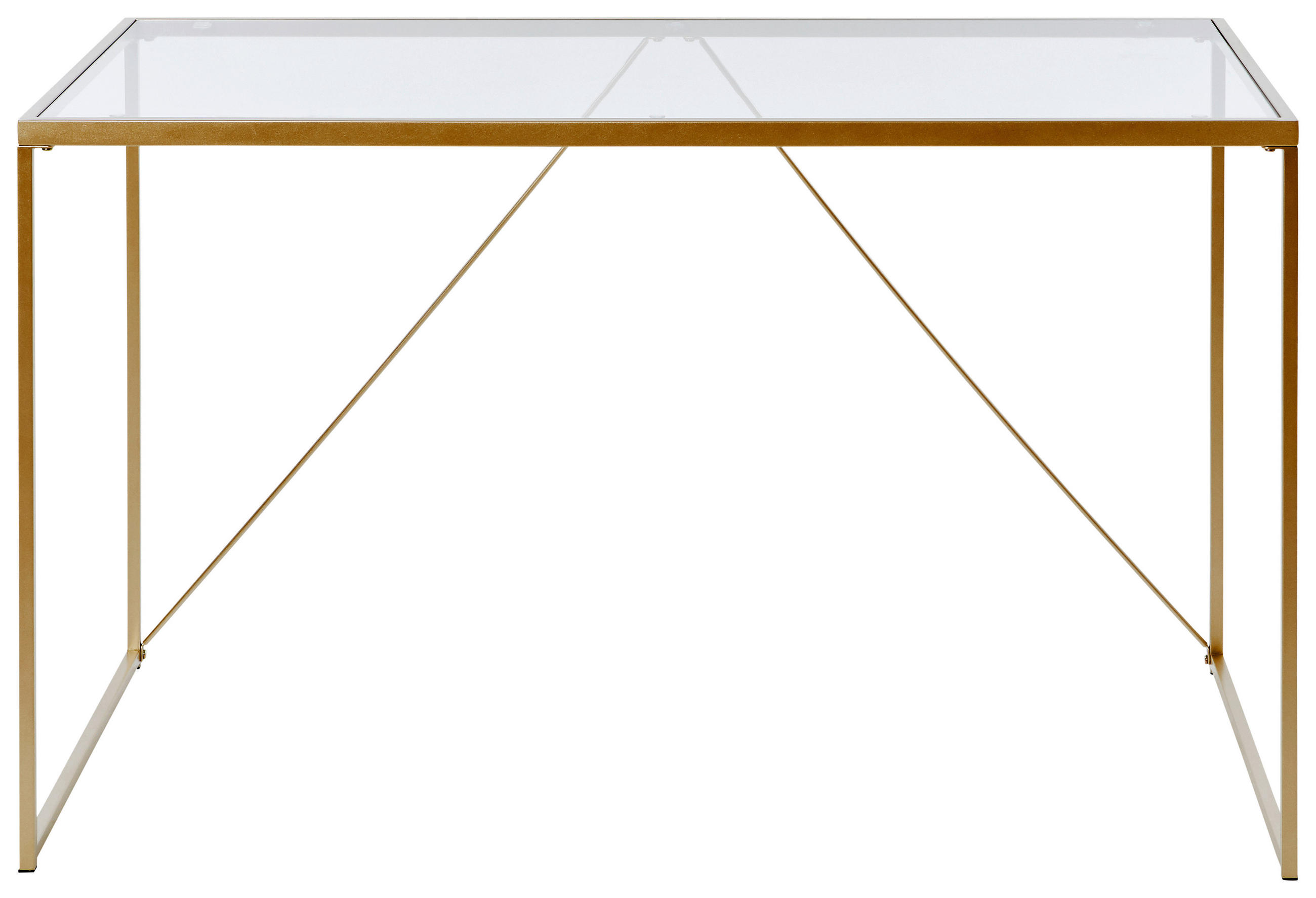 SCHREIBTISCH 120/60/73 cm  in Klar, Goldfarben  - Klar/Goldfarben, KONVENTIONELL, Glas/Metall (120/60/73cm) - Livetastic