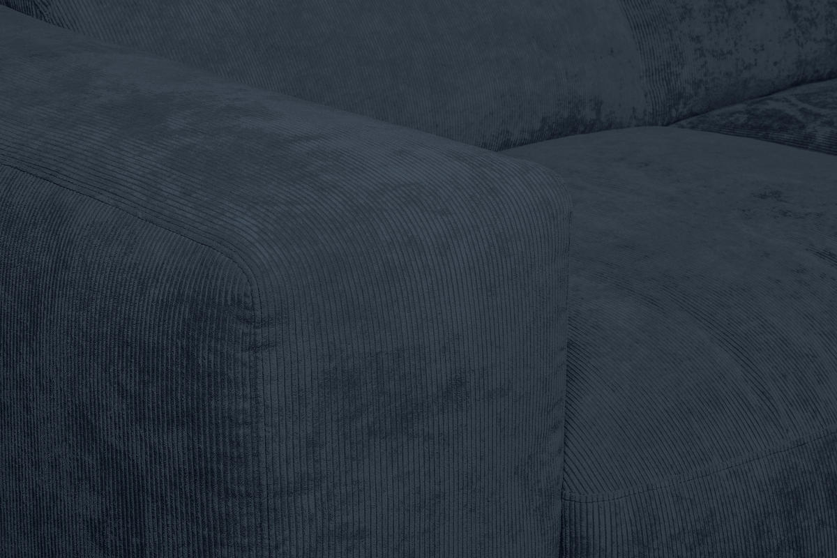 ECKSOFA HANNAH Blau Cord  - Blau/Schwarz, Design, Kunststoff/Textil (343/170cm) - MID.YOU