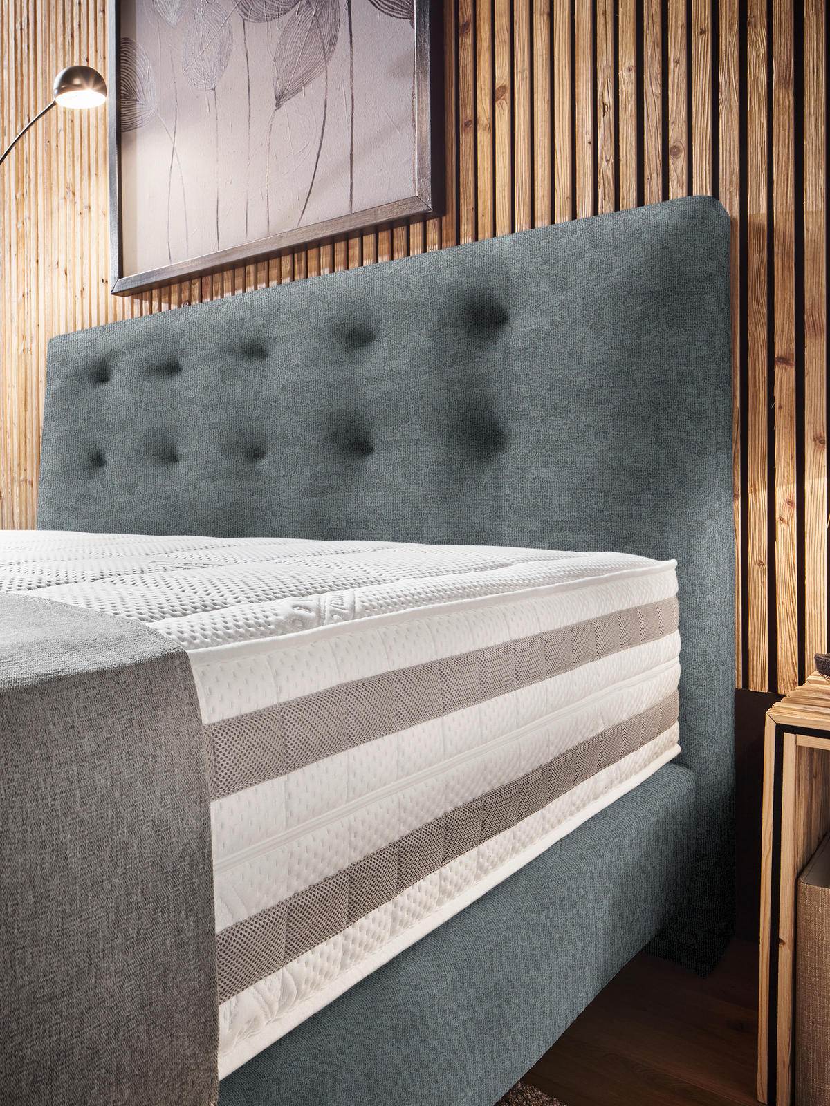 BOXSPRINGBETT 200/200 cm  in Grau  - Grau, Konventionell, Holz/Textil (200/200cm) - Dieter Knoll