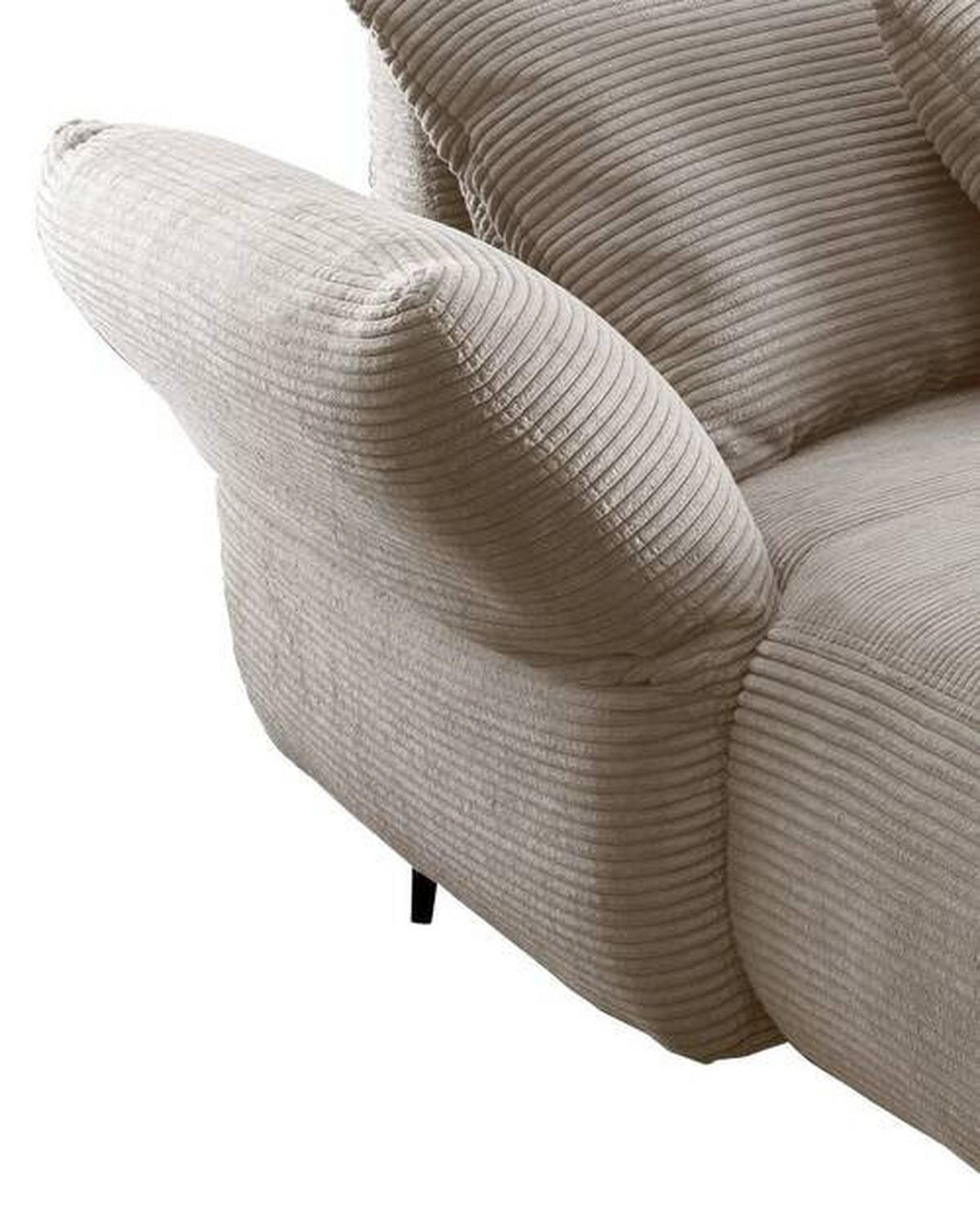 ECKSOFA Beige Cord  - Beige/Schwarz, Design, Textil/Metall (178/264-302cm) - Livetastic