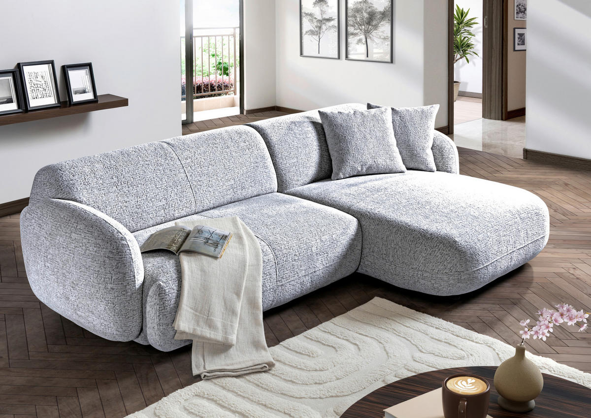 ECKSOFA Flachgewebe Schwarz, Weiss  - Weiss/Schwarz, Modern, Kunststoff/Textil (275/162cm) - Carryhome