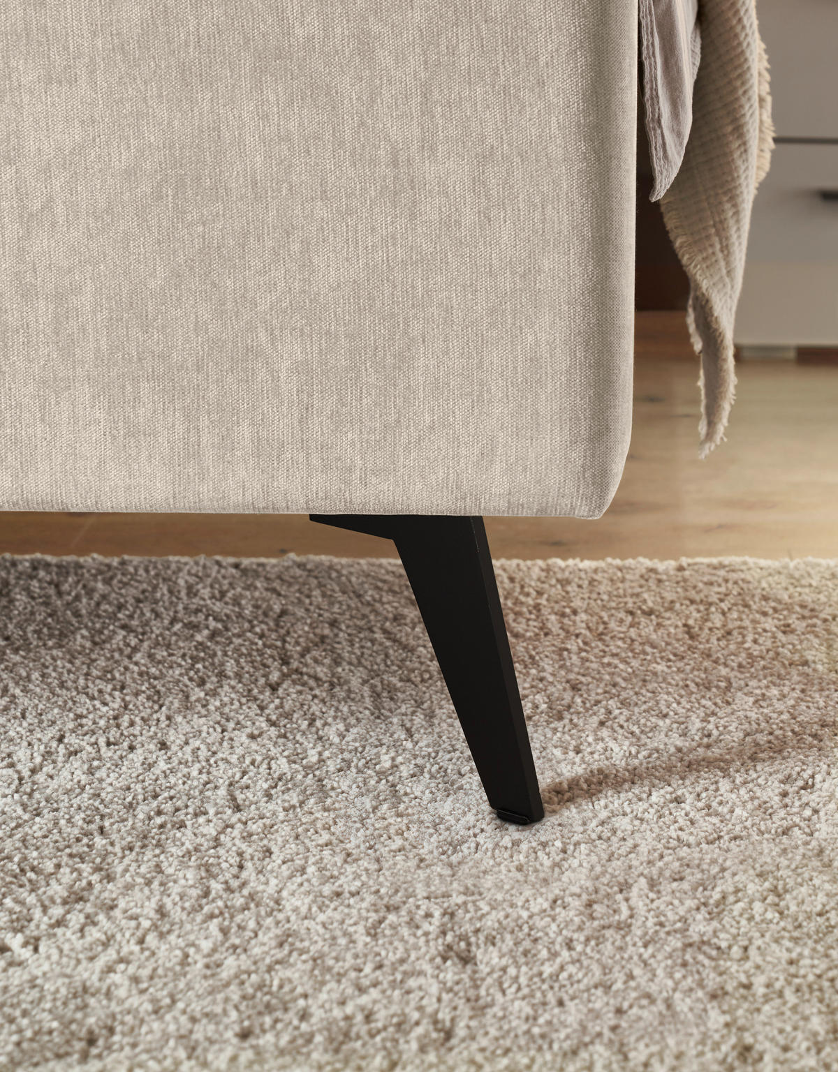 POLSTERBETT 140/200 cm,  in Beige,  - Beige/Schwarz, KONVENTIONELL, Textil/Metall (140/200cm) - SetOne by Musterring