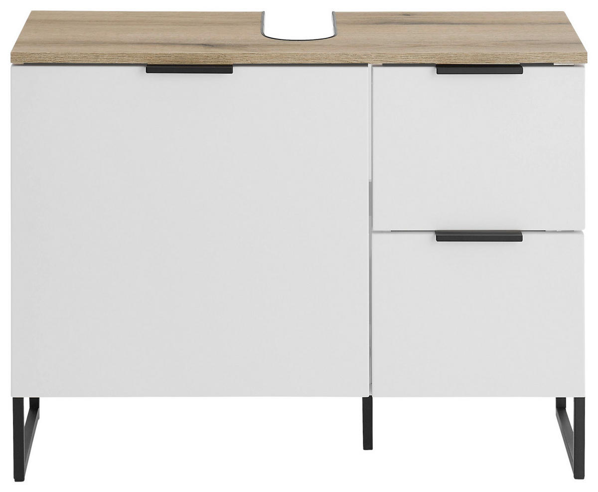 WASCHBECKENUNTERSCHRANK 80/60/35 cm  - Eichefarben/Schwarz, KONVENTIONELL, Holzwerkstoff/Metall (80/60/35cm) - home24