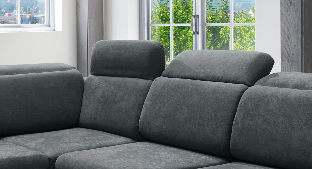ECKSOFA in Mikrofaser Anthrazit  - Chromfarben/Anthrazit, Design, Textil/Metall (228/283cm) - Livetastic