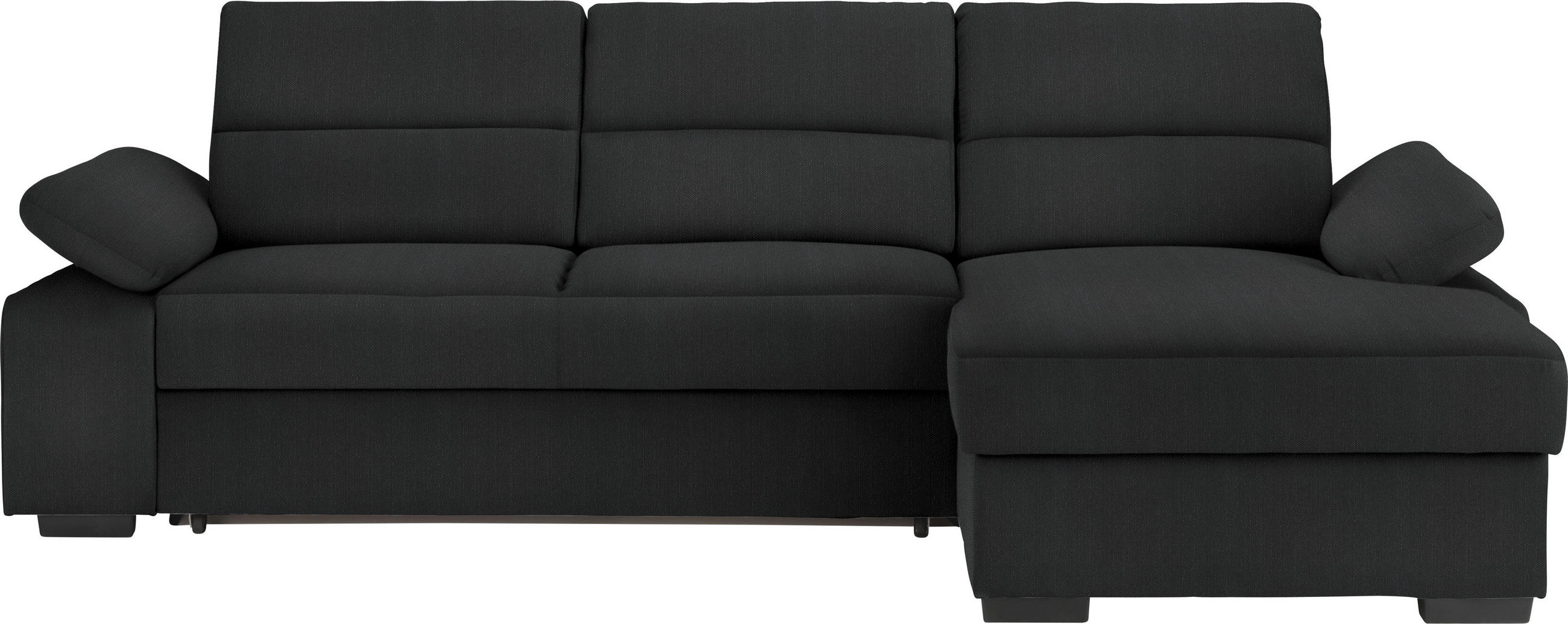 ECKSOFA Schwarz Webstoff  - Dunkelbraun/Schwarz, KONVENTIONELL, Kunststoff/Textil (258/166cm) - Cantus