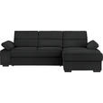 ECKSOFA in Webstoff Schwarz  258/166 cm  - Dunkelbraun/Schwarz, KONVENTIONELL, Kunststoff/Textil (258/166cm) - Cantus