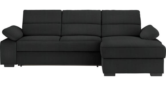 ECKSOFA in Webstoff Schwarz  258/166 cm  - Dunkelbraun/Schwarz, KONVENTIONELL, Kunststoff/Textil (258/166cm) - Cantus