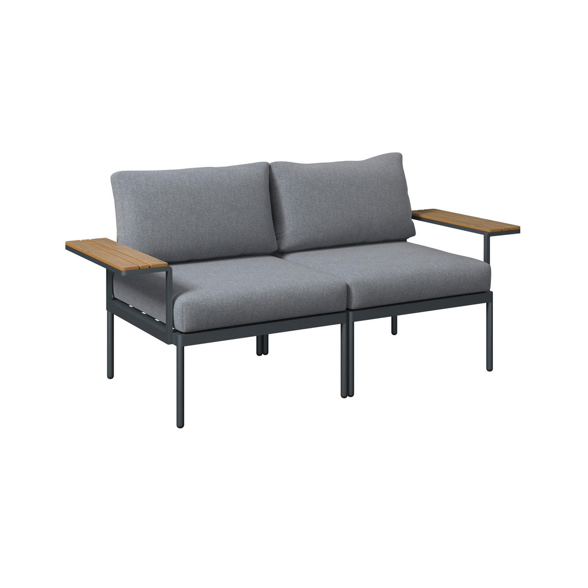 LOUNGEGARNITUR 3-teilig   85/64.5/71.5 cm Stahl  - Dunkelgrau/Naturfarben, MODERN, Kunststoff/Textil (85/64.5/71.5cm) - Ambia Garden