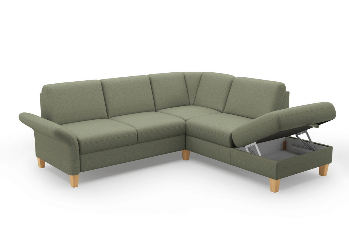 ECKSOFA in Flachgewebe Olivgrün  - Eichefarben/Olivgrün, Konventionell, Holz/Textil (240/216cm) - Sit & More