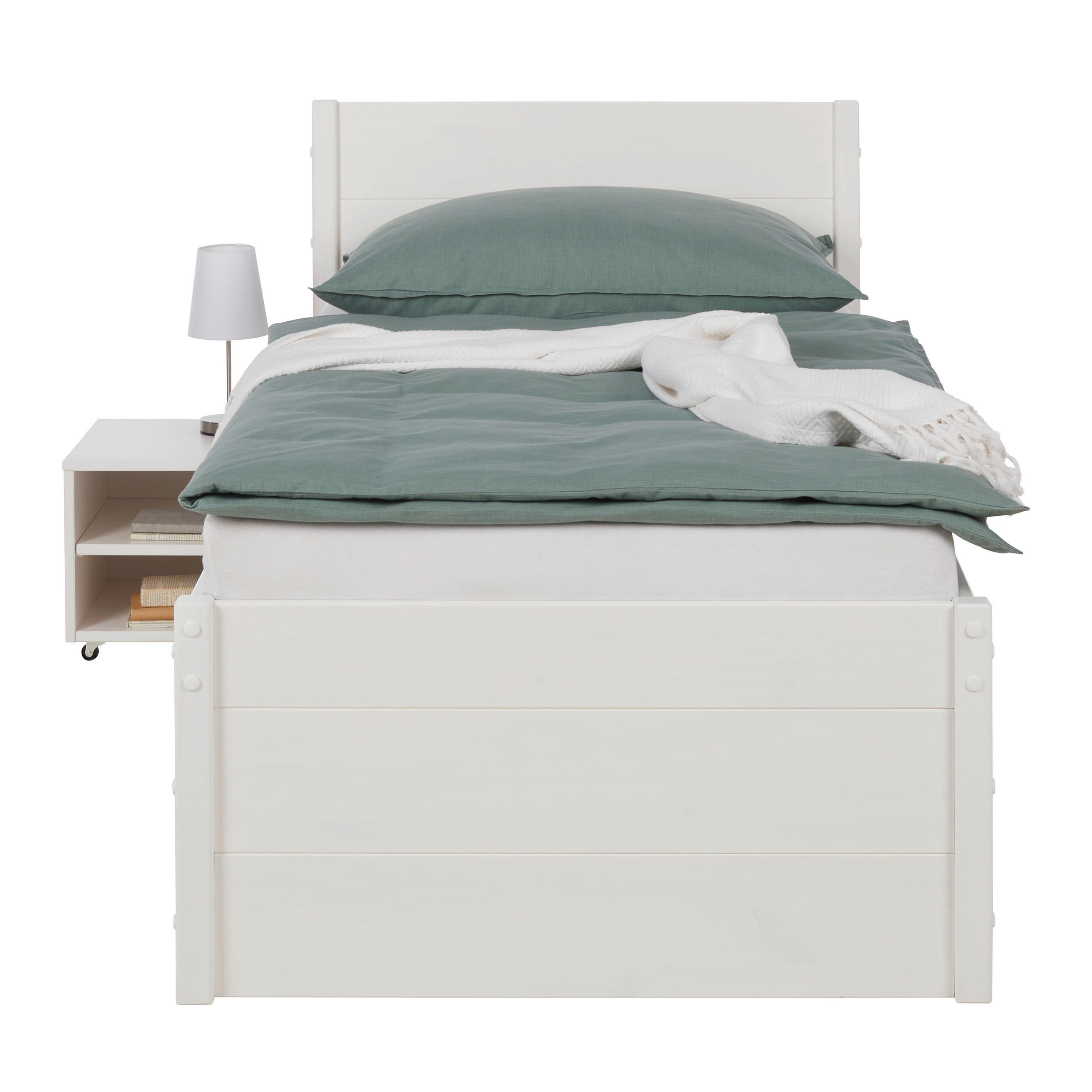 POSTEĽ S ÚLOŽNÝM PRIESTOROM, 90/200 cm biela - biela/prírodná farba, Konventionell, drevo (90/200cm) - Zandiara