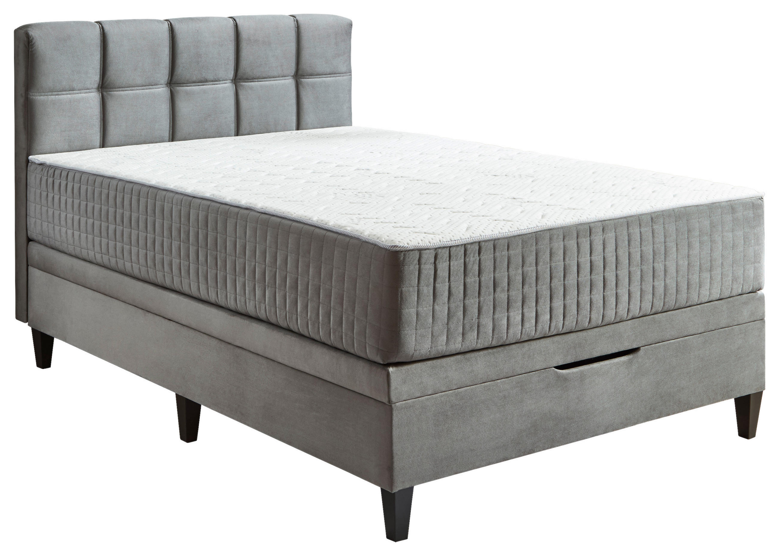 BOXBETT 140/200 cm,  in Anthrazit, Bettkasten, Matratzen, H2 + H3 = mittel + fest  - Anthrazit, KONVENTIONELL, Textil (140/200cm) - Boxxx