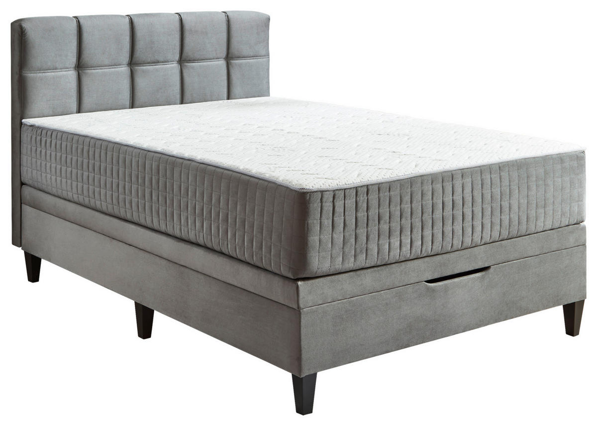 BOXBETT 140/200 cm,  in Anthrazit, Bettkasten, Matratzen, H2 + H3 = mittel + fest  - Anthrazit, KONVENTIONELL, Textil (140/200cm) - Boxxx