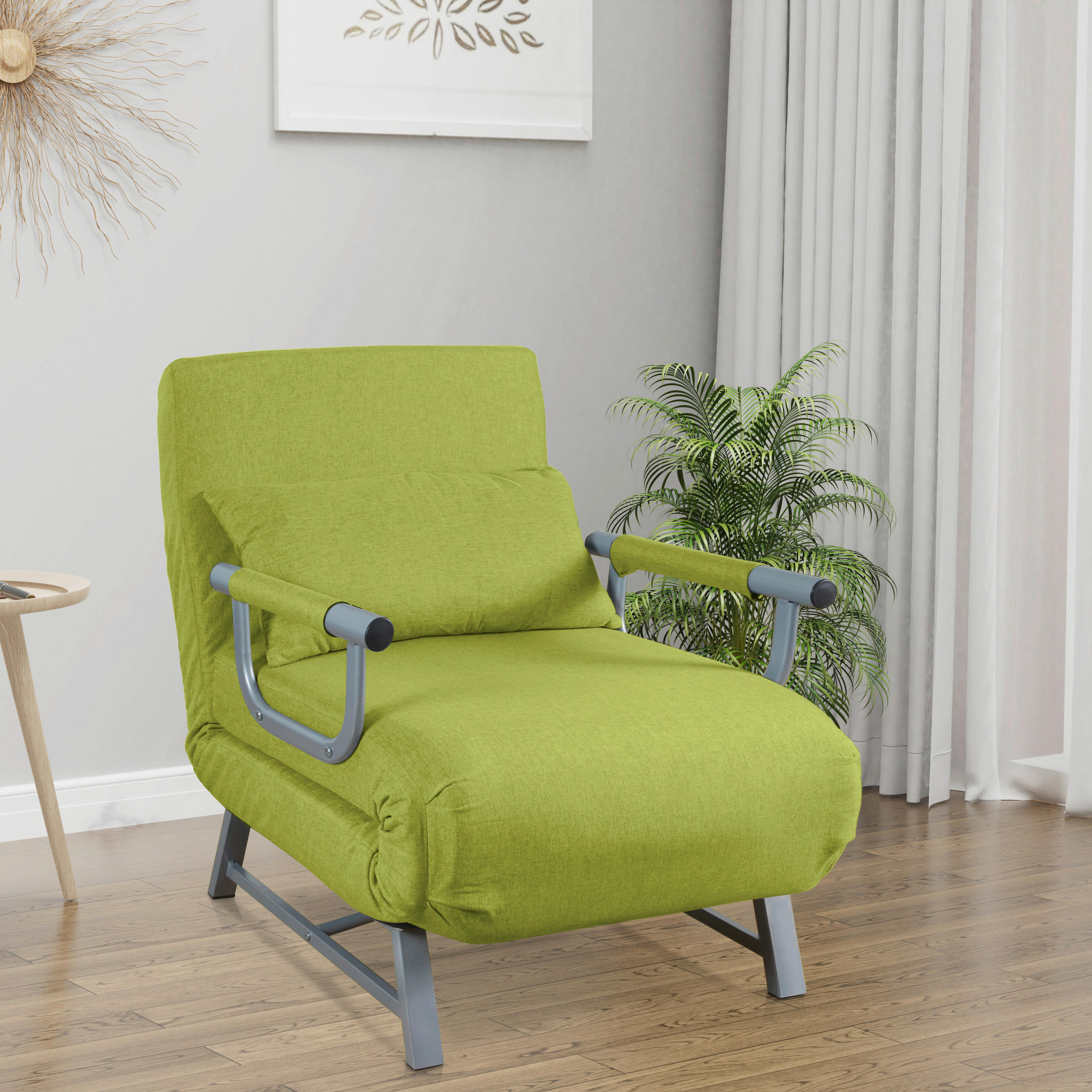 BÄDDFÅTÖLJ i flatväv grön  - grön/grå, Modern, metall/textil (64/95/78cm) - MID.YOU