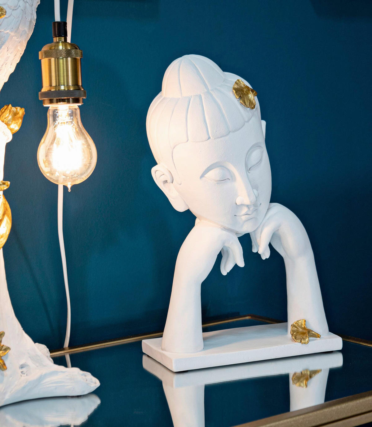 SKULPTUR - Goldfarben/Weiß, Basics, Kunststoff (21.5/36/13cm)