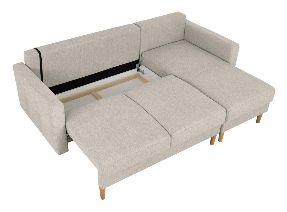 ECKSOFA in Hellgrau  - Buchefarben/Hellgrau, Design, Holz/Textil (223/157cm) - MID.YOU