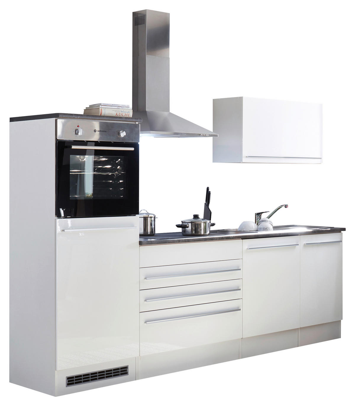 KÜCHENBLOCK 260 cm   in Weiß  - Anthrazit/Silberfarben, LIFESTYLE, Holzwerkstoff/Kunststoff (260cm) - MID.YOU