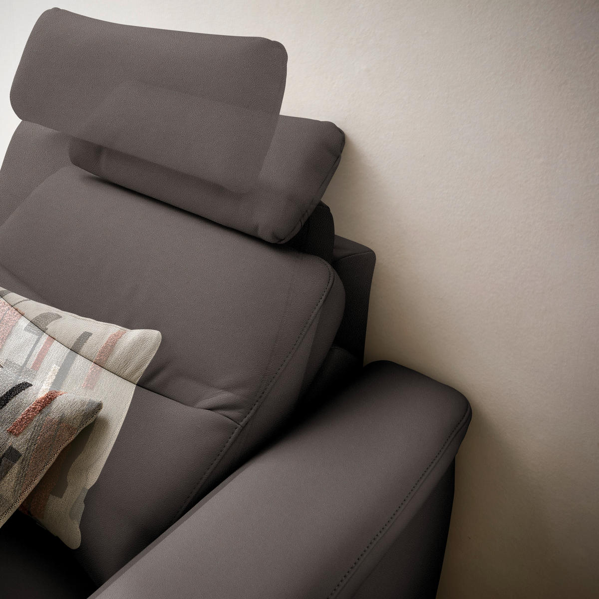 ECKSOFA in Echtleder Dunkelbraun  249/280 cm  - Anthrazit/Dunkelbraun, Design, Leder/Metall (249/280cm) - Himolla Komfortklass