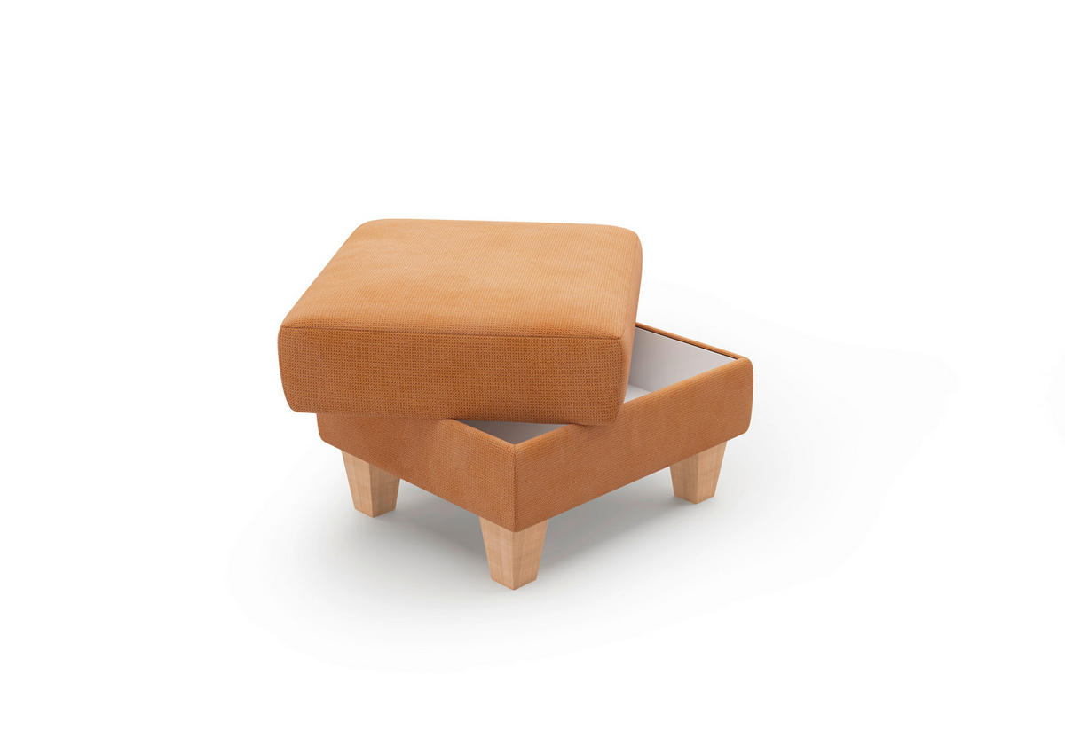 HOCKER Flachgewebe Terracotta  - Eichefarben/Terracotta, KONVENTIONELL, Holz/Textil (58/48/58cm) - Sit & More