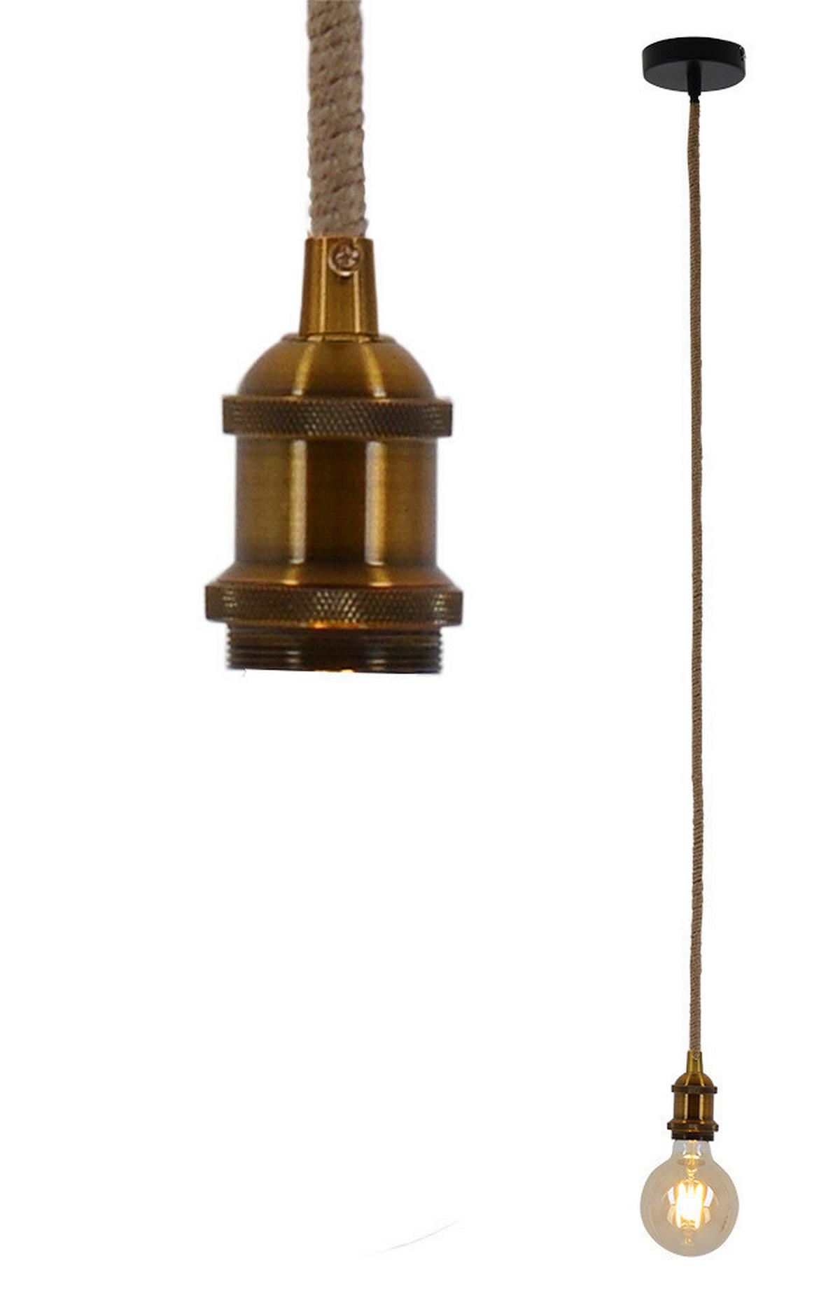 HÄNGELEUCHTE 10/100 cm  - Messingfarben, KONVENTIONELL, Naturmaterialien/Metall (10/100cm) - Näve