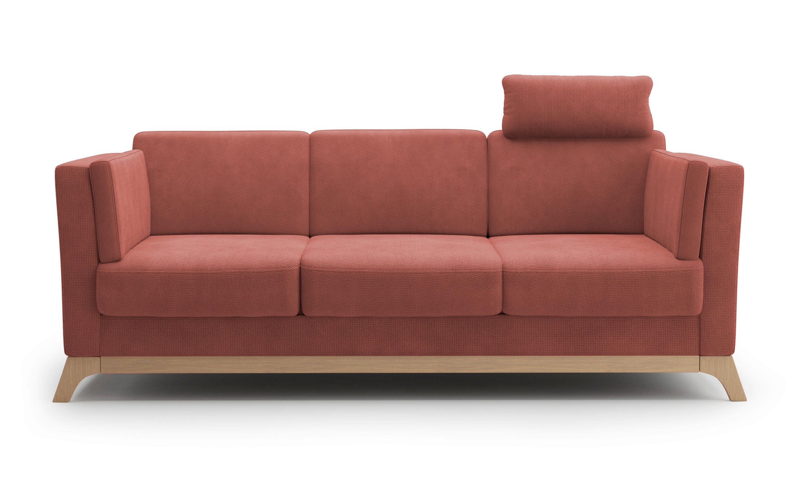 3-SITZER-SOFA in Flachgewebe Kirschrot  - Eichefarben/Kirschrot, KONVENTIONELL, Holz/Textil (213/84/93cm) - Sit & More