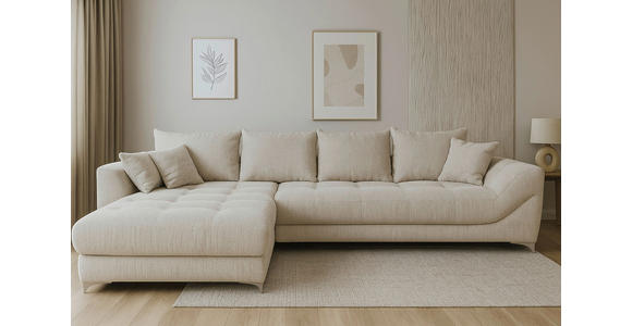 ECKSOFA  in Chenille Greige  227/329 cm  - Chromfarben/Greige, KONVENTIONELL, Textil/Metall (227/329cm) - Carryhome