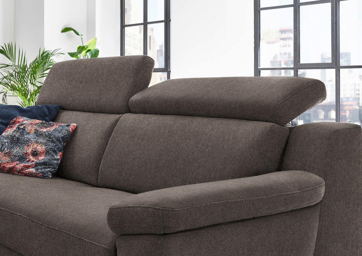 3-SITZER-SOFA in Chenille Graubraun  - Graubraun/Schwarz, Design, Textil/Metall (230/104/104cm) - Valdera