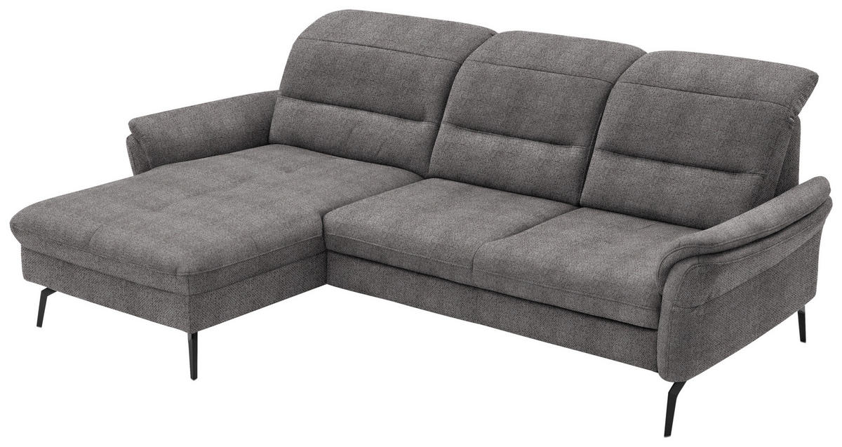 ECKSOFA in Flachgewebe Dunkelbraun  - Dunkelbraun/Schwarz, Konventionell, Textil/Metall (181/260cm) - Beldomo Speed