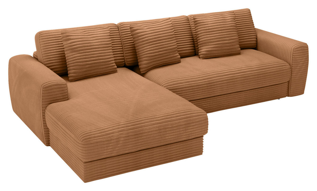 ECKSOFA in Cord Rostfarben  - Rostfarben/Schwarz, Modern, Kunststoff/Textil (182/302cm) - Carryhome