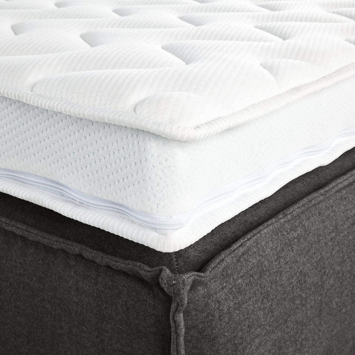 BOXSPRINGBETT 140/200 cm  in Anthrazit  - Anthrazit/Schwarz, Design, Textil (140/200cm) - home24