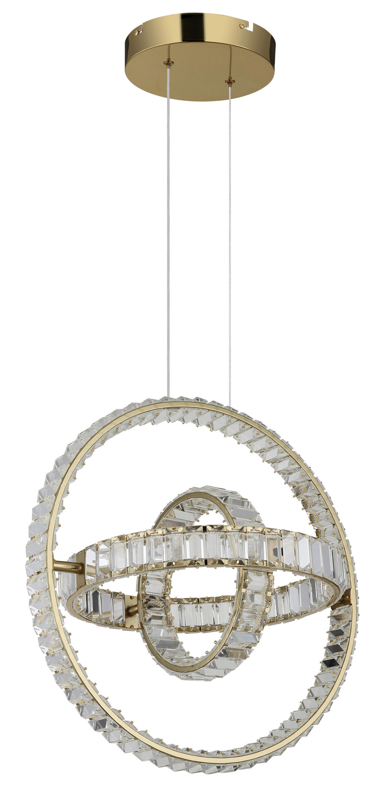 LED-HÄNGELEUCHTE 50/40/120 cm  - Klar/Goldfarben, Design, Glas/Metall (50/40/120cm) - Globo