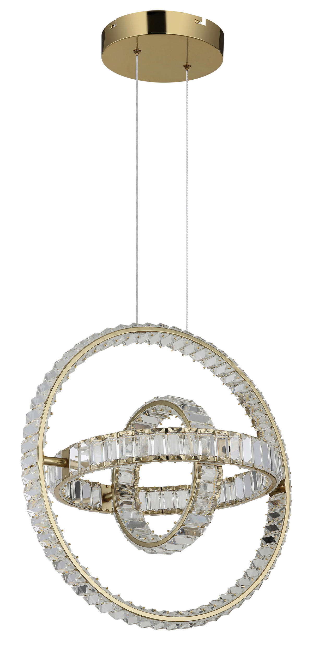 LED-HÄNGLAMPA NEIL 50/40/120 cm  - klar/guldfärgad, Design, metall/glas (50/40/120cm) - Globo