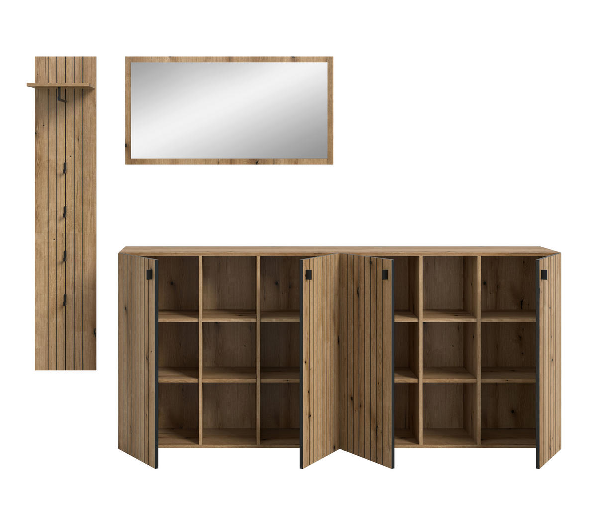 GARDEROBE 4-teilig  in 258/192/37 cm  - Eichefarben, Design, Holzwerkstoff (258/192/37cm) - MID.YOU